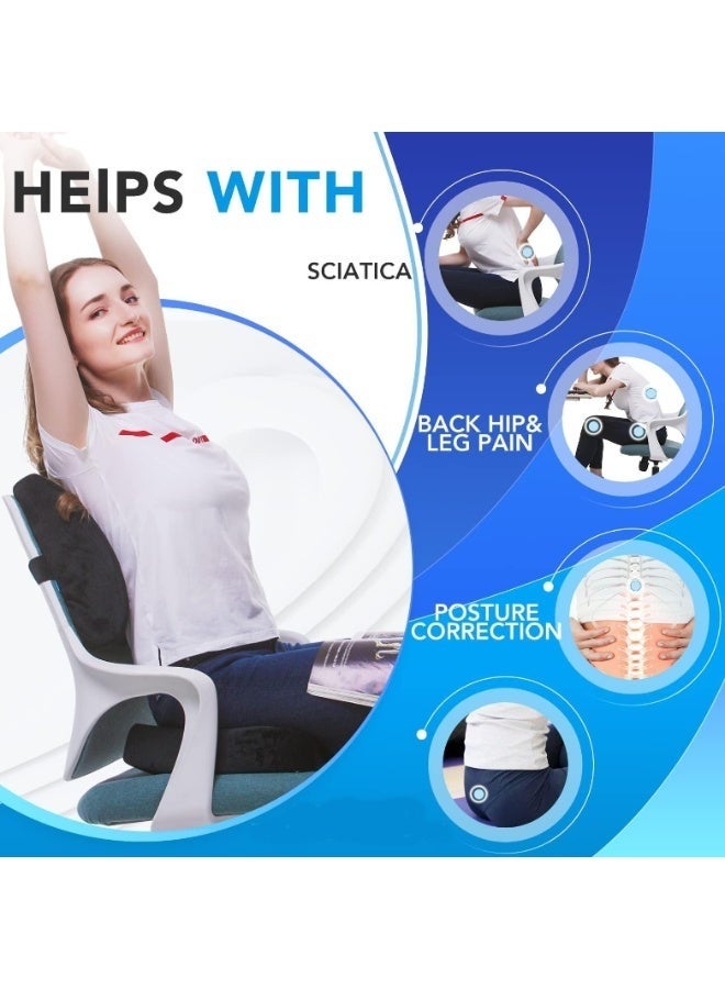 WALALLA Portable Ergonomic Memory Foam Seat Cushion and Lumbar Support Pillow Set for Car Office Computer Chair Wheelchair - Image 2